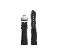 POYNMRE Bracelet de montre Arc Crazy Horse en cuir véritable, compatible avec Rolex Black Green Water Ghost Omega Tissot, bracelet incurvé vache, 20/22 m(Black beige sk fold,Width 22mm)