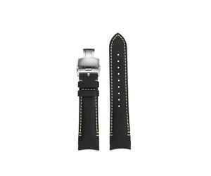 POYNMRE Bracelet de montre Arc Crazy Horse en cuir véritable, compatible avec Rolex Black Green Water Ghost Omega Tissot, bracelet incurvé vache, 20/22 m(Black beige sk fold,Width 20mm)