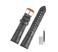 POYNMRE Bracelet de montre Armani AR1862 en cuir vache véritable for homme, 22 x 18 mm, bleu, 1892, 1947, 1861, 1979, texture crocodile(Gray Rose gold)