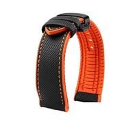POYNMRE Bracelet de montre compatible avec les marques Breitling, Omega et IWC, en nylon jaune semelle caoutchouc, disponible 20 mm, 22, 23 24 étanche for homme(Black Orange blackB,20mm)