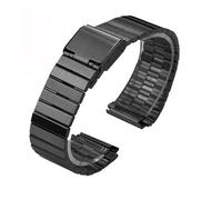POYNMRE Bracelet de montre en acier fin de 18 mm compatible avec CASIO A158/A159/A168/A169/B650 AQ230/700 A158W A168 Classic AE-1200 Bracelet en métal noir argenté(Black C)