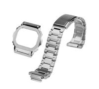POYNMRE Bracelet de montre en acier inoxydable massif modifié compatible avec Casio DW5600 GW-B5600 GW-M5610, bracelet métal for homme(Silver strap-case,For GW-M5610)