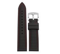 POYNMRE Bracelet de montre en caoutchouc et silicone 20 mm/22 mm, compatible avec Casio MDV-106, 107, MTP-1374, 1375, EFR-516, EQB-500, EQB800, Seiko(Black red -steel,20mm)