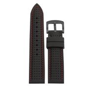 POYNMRE Bracelet de montre en caoutchouc et silicone 20 mm/22 mm, compatible avec Casio MDV-106, 107, MTP-1374, 1375, EFR-516, EQB-500, EQB800, Seiko(Black red -black,20mm)