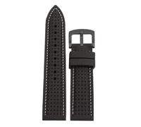 POYNMRE Bracelet de montre en caoutchouc et silicone 20 mm/22 mm, compatible avec Casio MDV-106, 107, MTP-1374, 1375, EFR-516, EQB-500, EQB800, Seiko(Black white -black,20mm)
