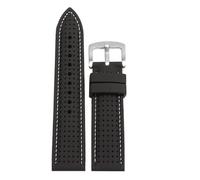 POYNMRE Bracelet de montre en caoutchouc et silicone 20 mm/22 mm, compatible avec Casio MDV-106, 107, MTP-1374, 1375, EFR-516, EQB-500, EQB800, Seiko(Black White -steel,22mm)