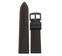 POYNMRE Bracelet de montre en caoutchouc et silicone 20 mm/22 mm, compatible avec Casio MDV-106, 107, MTP-1374, 1375, EFR-516, EQB-500, EQB800, Seiko(Black Orange black,20mm)