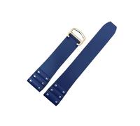 POYNMRE Bracelet de montre en caoutchouc et silicone compatible avec Cartier Santos, bracelet étanche de 21 mm, noir et bleu(Blue rose gold)