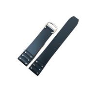 POYNMRE Bracelet de montre en caoutchouc et silicone compatible avec Cartier Santos, bracelet étanche de 21 mm, noir et bleu(Black silver clasp)