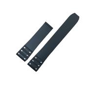 POYNMRE Bracelet de montre en caoutchouc et silicone compatible avec Cartier Santos, bracelet étanche de 21 mm, noir et bleu(Black no clasp)