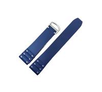 POYNMRE Bracelet de montre en caoutchouc et silicone compatible avec Cartier Santos, bracelet étanche de 21 mm, noir et bleu(Blue silver clasp)