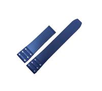 POYNMRE Bracelet de montre en caoutchouc et silicone compatible avec Cartier Santos, bracelet étanche de 21 mm, noir et bleu(Blue no clasp)