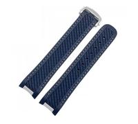 POYNMRE Bracelet de montre en caoutchouc et silicone compatible avec les bracelets Omega Seamaster 300 AT150 Aqua Terra Ultra Light 8900 avec boucle en acier(Blue white silver)