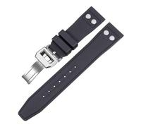 POYNMRE Bracelet de montre en caoutchouc fluoré souple FKM 20 mm, 21 mm, 22 mm, compatible avec les bracelets de montre IWC Big Pilot Portofino TOP avec rivet(A-Black-silver,21mm)