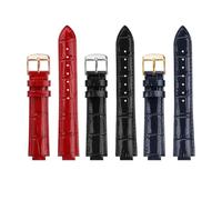 POYNMRE Bracelet de montre en cuir crocodile véritable 20 mm, compatible avec les bracelets Cartier Ballon Bleu, chaîne à surface brillante(Blue-Silver-B,16-8mm)