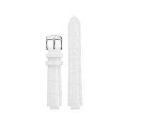 POYNMRE Bracelet de montre en cuir crocodile véritable 20 mm, compatible avec les bracelets Cartier Ballon Bleu, chaîne à surface brillante(White-Silver-A,18-11mm)