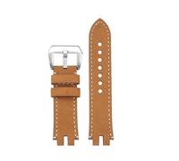 POYNMRE Bracelet de montre en cuir vache 24 mm compatible avec Casio PROTREK PRW3000/3100/6000/6100Y, bracelet véritable souple boucle ardillon(BrownBeige-Silve)