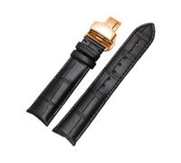 POYNMRE Bracelet de montre en cuir véritable Arc Interface 19 mm, 20 mm, 21 mm, 22 mm, compatible avec les bracelets Tissot, Seiko et Rossini. Accessoires(Black Rose Clasp,21mm)