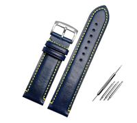 POYNMRE Bracelet de montre en cuir véritable bleu 23 mm avec boucle déployante compatible le modèle Citizen AT8020 JY8078(Blue pin clasp)