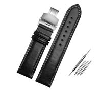 POYNMRE Bracelet de montre en cuir véritable bleu 23 mm avec boucle déployante compatible le modèle Citizen AT8020 JY8078(Black folding clasp)
