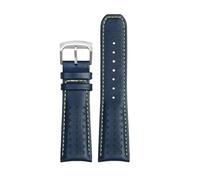 POYNMRE Bracelet de montre en cuir véritable bleu for homme, compatible avec Citizen AT8020-54L/JY8078, boucle(Blue yellow silver,22mm)