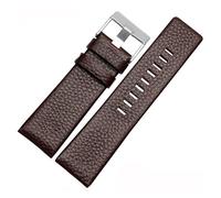 POYNMRE Bracelet de montre en cuir véritable compatible avec bracelet Die-sel DZ1657 DZ1405 DZ1206 DZ4323 DZ7313 DZ7257 mâle 24 mm 26 mm 28 mm noir marron(Brown-silver,28mm)