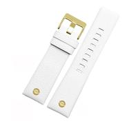 POYNMRE Bracelet de montre en cuir véritable compatible avec bracelet Die-sel DZ1657 DZ1405 DZ1206 DZ4323 DZ7313 DZ7257 mâle 24 mm 26 mm 28 mm noir marron(White-gold nails,30mm)