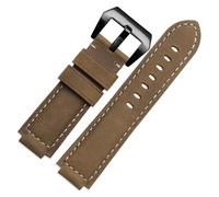 POYNMRE Bracelet de montre en cuir véritable compatible avec Timex T49859|T2N720|T2p141|T2n722|723|738|739 bracelet acier inoxydable(Khaki-black)