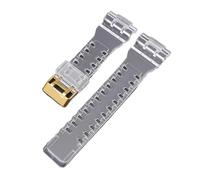 POYNMRE Bracelet de montre en résine transparente compatible avec la Casio Baby-G 110 GMA-S110, compatible les ceintures 5600/6900 GA-100/110/120(H gold buckle)