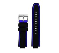POYNMRE Bracelet de montre en silicone à interface convexe, compatible avec les bracelets Citizen Red Devils Series CC3079-11E CC3075-80E CC3039-08(Black Blue-silver)