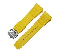 POYNMRE Bracelet de montre en silicone, compatible avec les accessoires de montre Richard Miller RM011, bracelet en caoutchouc 25-20 mm(Yellow-silver)