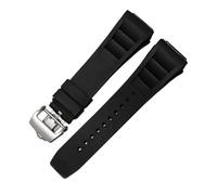 POYNMRE Bracelet de montre en silicone, compatible avec les accessoires de montre Richard Miller RM011, bracelet en caoutchouc 25-20 mm(Black-silver)