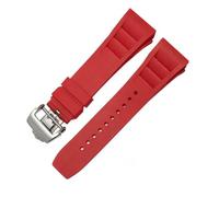 POYNMRE Bracelet de montre en silicone, compatible avec les accessoires de montre Richard Miller RM011, bracelet en caoutchouc 25-20 mm(Red-silver)