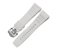 POYNMRE Bracelet de montre en silicone, compatible avec les accessoires de montre Richard Miller RM011, bracelet en caoutchouc 25-20 mm(White-silver)