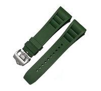 POYNMRE Bracelet de montre en silicone, compatible avec les accessoires de montre Richard Miller RM011, bracelet en caoutchouc 25-20 mm(Green-silver)