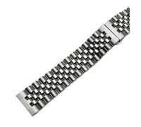 POYNMRE Bracelet de montre Jubilee à extrémités incurvées, en acier inoxydable argenté, compatible avec Seiko et Tissot, disponible 18 mm, 19, 20, 21 22(Silver,20mm)