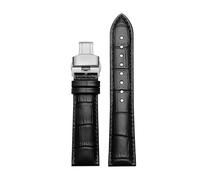POYNMRE Bracelet de montre respirant compatible avec Casio Ocean Heart EFB-670 EFB-530 EFV-600 EFR-552 Bracelet de montre en cuir bleu noir 18 mm 20 mm 21 mm 22 mm(01 Black-B clasp,22mm)