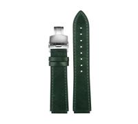 POYNMRE Bracelet de montre rétro en cuir vachette compatible avec Casio A158 A158W/A168/f91w/AE-1200WHD/A159/A169 AE1200, bracelet vintage veau(Green-silver B)