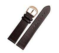 POYNMRE Bracelet de montre ultra fin en cuir véritable, compatible avec DW Rossini Longines, vache souple, for homme et femme, 12, 14, 15, 16, 18, 20 22 mm(Brown rose gold,12mm)