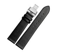 POYNMRE Bracelet de montre ultra fin en cuir véritable, compatible avec DW Rossini Longines, vache souple, for homme et femme, 12, 14, 15, 16, 18, 20 22 mm(Blacksteel butterfly,22mm)