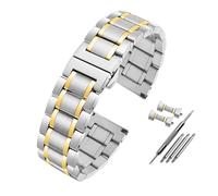 POYNMRE Bracelet de montre universel incurvé for homme, compatible avec Casio EFV-540 500 510 EQB-501 EFR-303, bracelet en acier inoxydable massif, chaîne métal(C Silver golden,18mm)