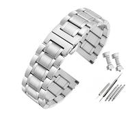 POYNMRE Bracelet de montre universel incurvé for homme, compatible avec Casio EFV-540 500 510 EQB-501 EFR-303, bracelet en acier inoxydable massif, chaîne métal(C Silver,18mm)