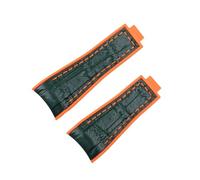 POYNMRE Bracelet en caoutchouc souple bicolore crocodile compatible avec Rolex Submariner Daytona SUP GMT for homme, fermoir à bouton-poussoir réglage fin(Green orange,20mm silver buckle)