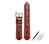 POYNMRE Bracelet en cuir convexe compatible avec Maserati Trident R8821108039 R8821108038 21 x 18 mm 24 x 18 mm Noir Bleu Marron Bracelet homme(Brown rose clasp,21x18mm)