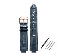 POYNMRE Bracelet en cuir convexe compatible avec Maserati Trident R8821108039 R8821108038 21 x 18 mm 24 x 18 mm Noir Bleu Marron Bracelet homme(Blue rose clasp,24x18mm)