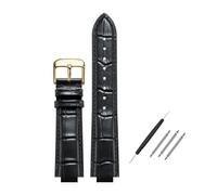 POYNMRE Bracelet en cuir convexe compatible avec Maserati Trident R8821108039 R8821108038 21 x 18 mm 24 x 18 mm Noir Bleu Marron Bracelet homme(Black gold clasp,21x18mm)