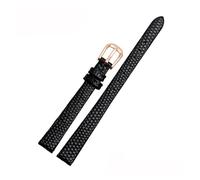 POYNMRE Bracelet en cuir de vache de petite taille compatible avec AJIDOU Time Stamp Fossil Poly Time Watchband Bracelet de montre for femme 8 mm 10 mm 12 mm 14 mm(Black-rose gold,16mm)
