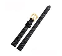 POYNMRE Bracelet en cuir de vache de petite taille compatible avec AJIDOU Time Stamp Fossil Poly Time Watchband Bracelet de montre for femme 8 mm 10 mm 12 mm 14 mm(Black-gold,8mm)