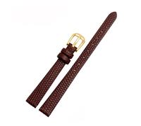 POYNMRE Bracelet en cuir de vache de petite taille compatible avec AJIDOU Time Stamp Fossil Poly Time Watchband Bracelet de montre for femme 8 mm 10 mm 12 mm 14 mm(Brown-gold,10mm)