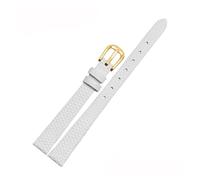 POYNMRE Bracelet en cuir de vache de petite taille compatible avec AJIDOU Time Stamp Fossil Poly Time Watchband Bracelet de montre for femme 8 mm 10 mm 12 mm 14 mm(White-gold,14mm)